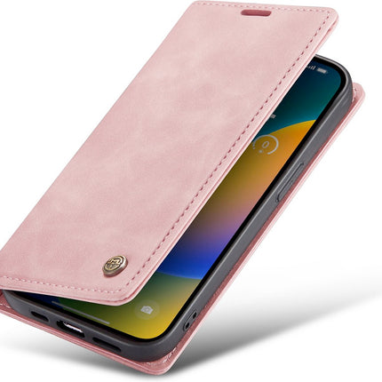 CaseMania Vintage Slim Bookcase Roze - iPhone 14 Pro Max hoesje