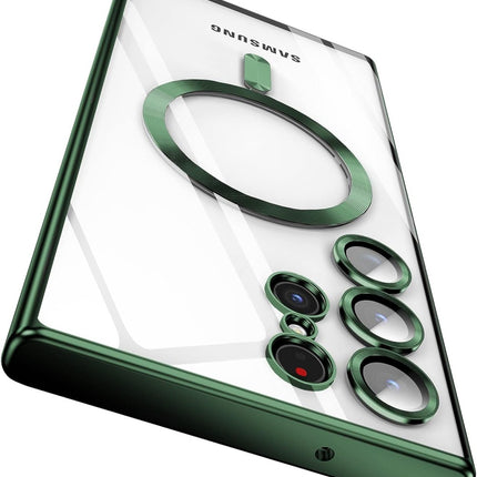 Samsung Galaxy S24  hoesje groen Clear Magnetic Magsafe Lens Protection Case