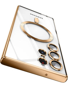 Samsung Galaxy S24 Ultra hoesje goud Clear Magnetic Magsafe Lens Protection Case