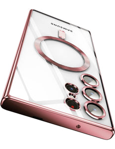 Samsung Galaxy S24 Ultra hoesje rosegoud Clear Magnetic Magsafe Lens Protection Case