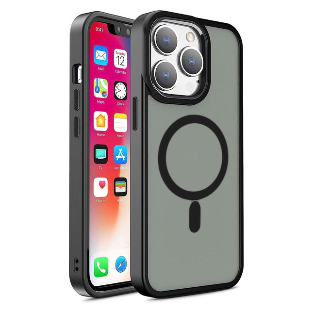 Gepantserde magnetische iPhone 14 Plus MagSafe Color Matte Case - zwart
