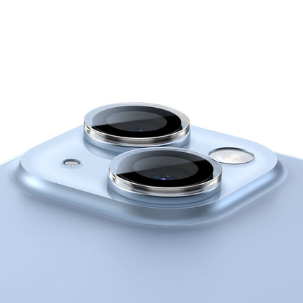 Baseus gehärtetes Glas für iPhone 14 / iPhone 14 Plus Kameralinsen transparent + Reinigungsset