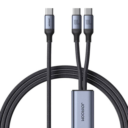 Kabel Speedy USB-C naar 2x USB-C Joyroom SA21-1T2/ 100W / 1,5m (zwart)