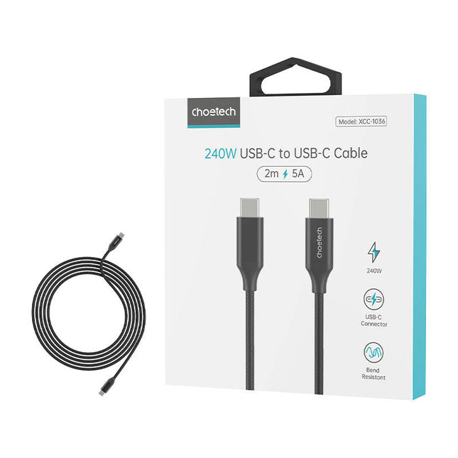Kabel USB-C naar USB-C Choetech XCC-1036 240W 2m (zwart)