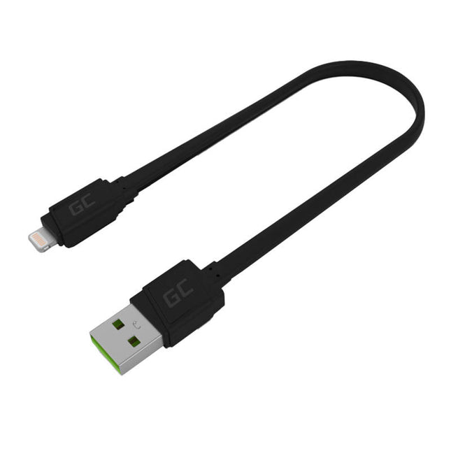 Cable USB Lightning Green Cell GCmatte, 25cm, for iPhone, iPad, iPod, fast charging