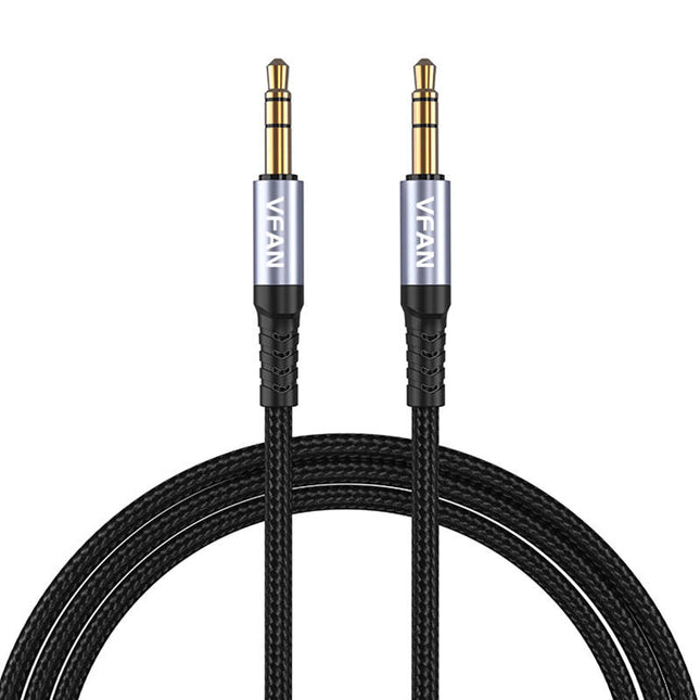 Kabel Vipfan L11 mini-jack 3,5 mm AUX, 1m, verguld (grijs)