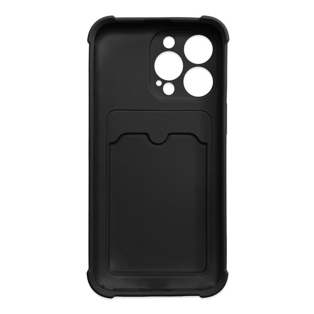 iPhone 12 Pro Max Hülle stoßfest schwarz Silikon mit Kartenfach