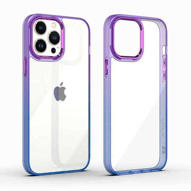 iPhone 15 Pro Max Hülle Silikon Case Cover Regenbogen Lila Blau