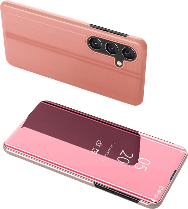 Clear View Case cover voor Samsung Galaxy A24 cover met flap roze