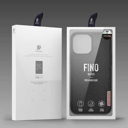 Dux Ducis Fino hoesje bekleed met nylon materiaal voor iPhone 13 Pro Max zwart