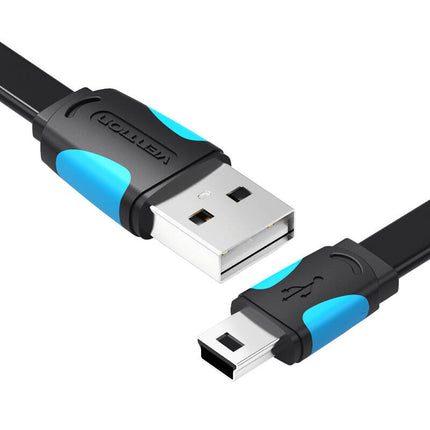 Flaches USB 2.0 A-auf-Mini-5-Pin-Kabel Vention VAS-A14-B100 1 m Schwarz