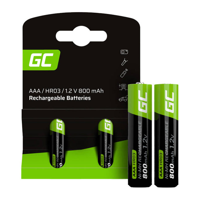 Wiederaufladbare Green Cell-Batterien, 2 x AAA HR03, 800 mAh