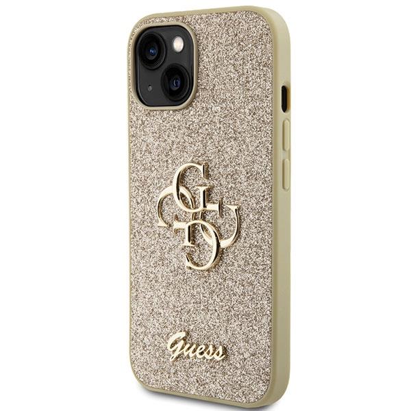 Guess Glitter Script Big 4G hoesje voor iPhone 15 - goud