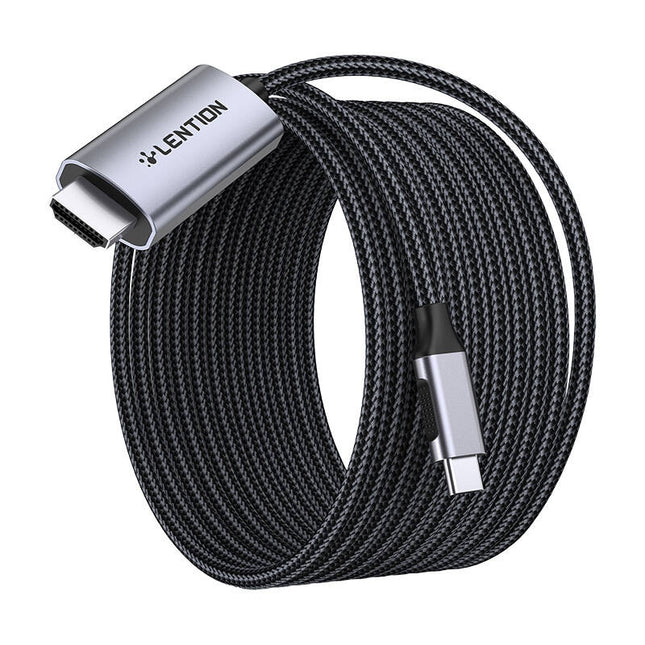 Lention CU707 USB-C naar HDMI 2.0 kabel, 4K60Hz, 1Gbps, 3m (grijs)