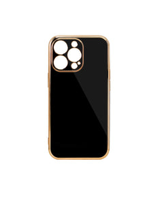 Lighting Color Case voor iPhone 12 Pro Max zwarte gelcover met gouden frame