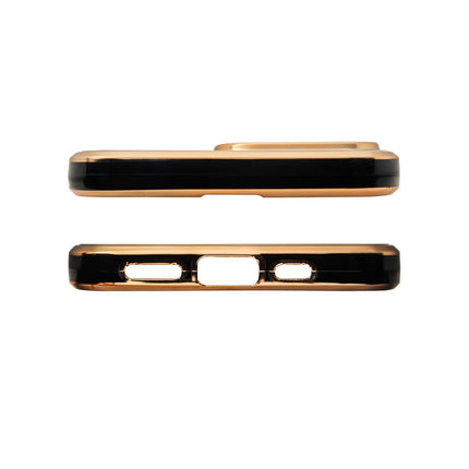 Lighting Color Case für iPhone 12 Pro Max, schwarze Gelhülle mit goldenem Rahmen