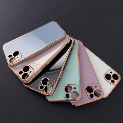 Lighting Color Case voor iPhone 12 Pro Max zwarte gelcover met gouden frame