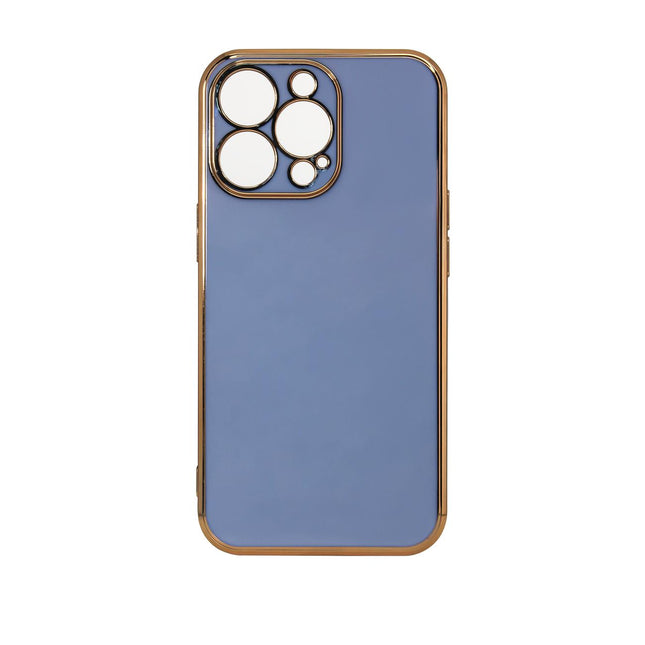 Lighting Color Case für iPhone 12 Pro, blaue Gelhülle mit goldenem Rahmen