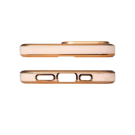 Lighting Color Case voor iPhone 12 Pro Max roze gelcover met gouden frame