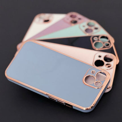 Lighting Color Case voor iPhone 12 Pro Max paarse gelcover met gouden frame