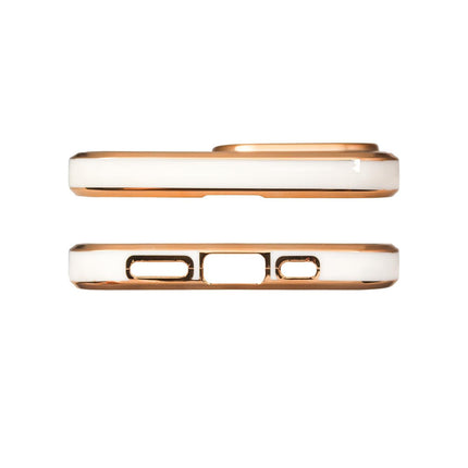 Lighting Color Case voor iPhone 12 Pro Max witte gelcover met gouden frame