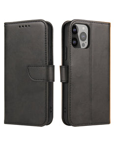 iPhone 15 hoesje boekcase wallet case met ruimte voor pasjes magneet zwart