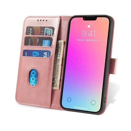 iPhone 15 Pro Hülle Bücherregal Wallet Case mit Platz für Karten magnetisch rosa