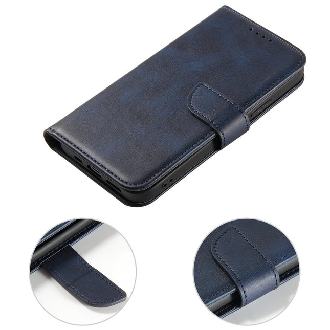 iPhone 15 Plus Hülle Bücherregal Wallet Case mit Platz für Karten Magnet dunkelblau