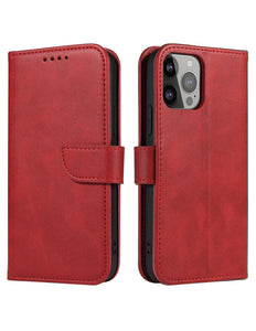 iPhone 15 Pro Max case bookcase wallet case with space for cards magnet red