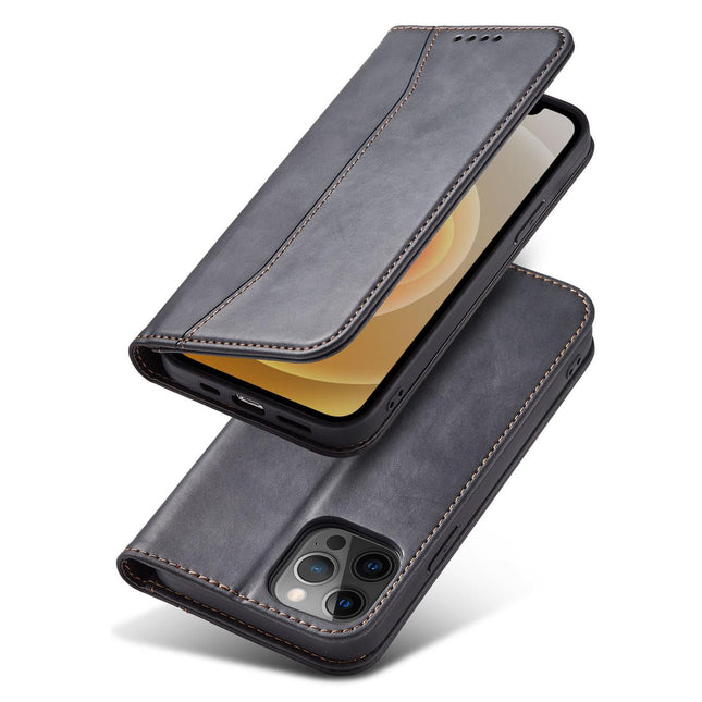 iPhone 12 / 12 Pro Hoesjes zwart Bookcase Mapje - cover - Wallet Case met ruimte voor pasjes