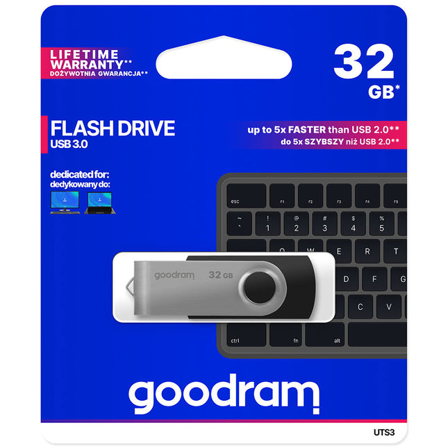 Pendrive 32 GB USB 3.2 Gen 1 UTS3 Goodram – schwarze Speicherkarten