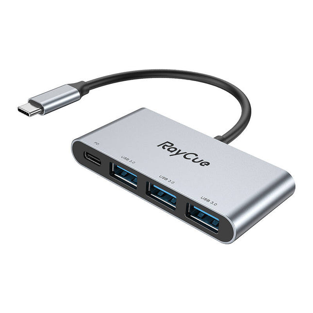 RayCue 4-in-1 hub USB-C naar 3x USB-A 3.0 5Gbps + PD 3.0 100W (grijs)