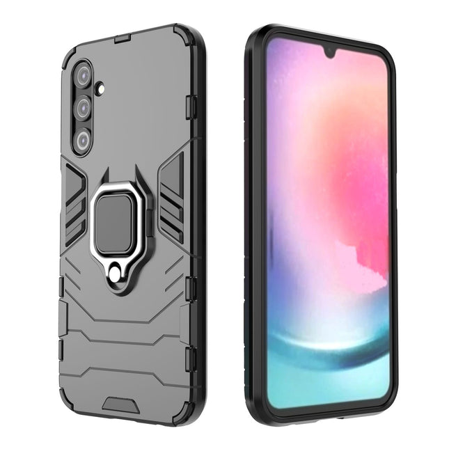 Ring Armor hoesje voor Samsung Galaxy A24 4G gepantserde hoes magnetische houder ring zwart