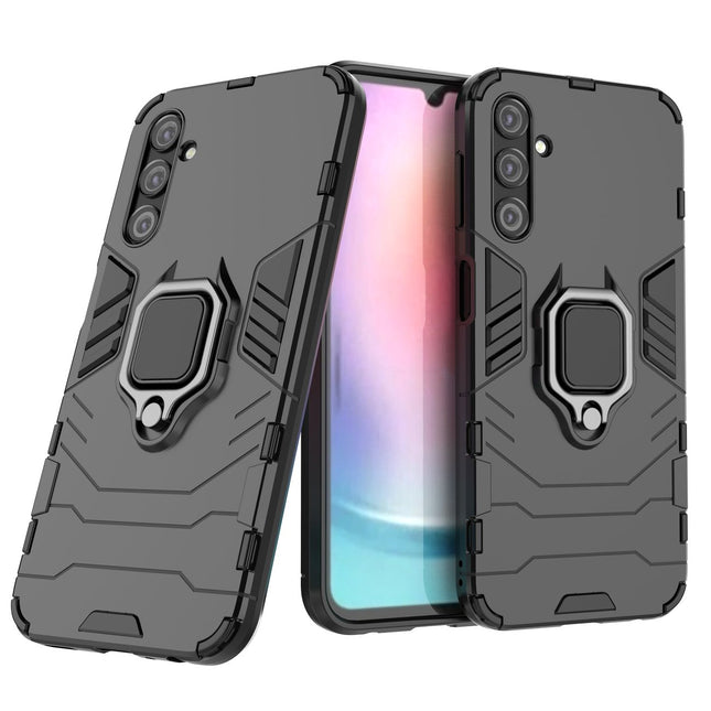 Ring Armor hoesje voor Samsung Galaxy A24 4G gepantserde hoes magnetische houder ring zwart