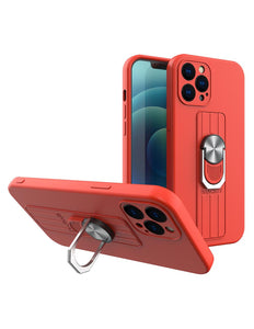Ring Case siliconen hoesje met vingergreep en standaard voor iPhone SE 2022 / SE 2020 / iPhone 8 / iPhone 7 rood