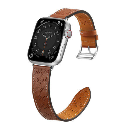 Band Leer Apple Watch SE, 8, 7, 6, 5, 4, 3, 2, 1 (41, 40, 38 mm) armband bruin