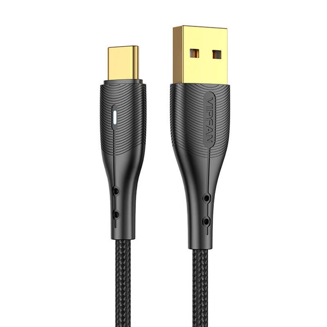 USB to USB-C cable Vipfan Nano Gold X07, 3A, 1.2m (black)