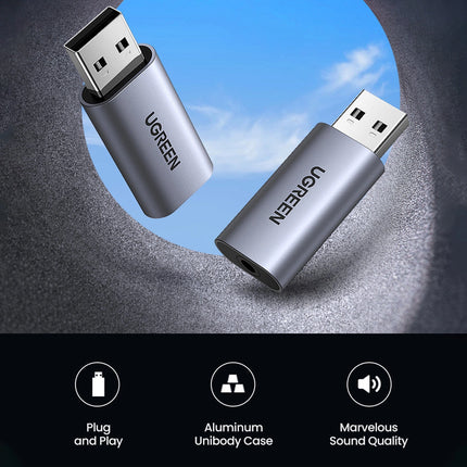 Ugreen USB 2.0 (male) naar 3.5mm Audio Jack (female) Adapter - Plug and Play
