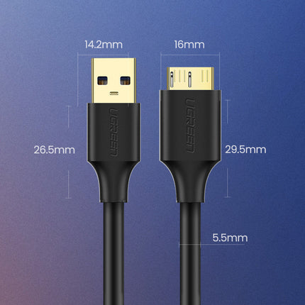 Ugreen kabel USB-A 3.0 - Micro USB-B SuperSpeed 5Gb/s 1m zwart (US130)