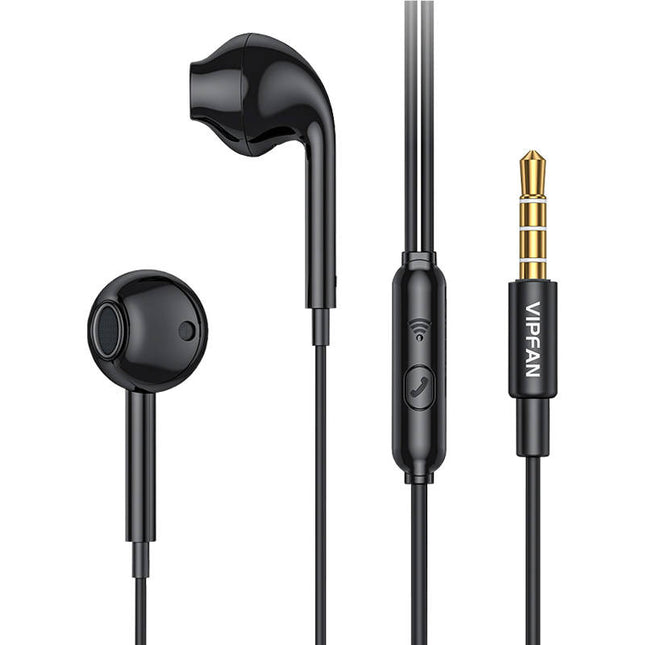 Wired in-ear headphones Vipfan M15, 3.5 mm jack, 1 m (black)