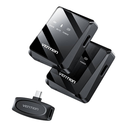 Draadloze microfoon x2 Vention NCBB0 USB-C (zwart)