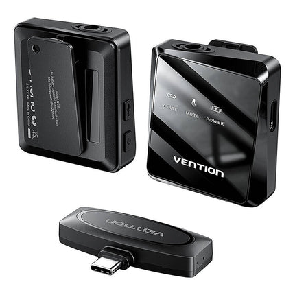 Draadloze microfoon x2 Vention NCBB0 USB-C (zwart)