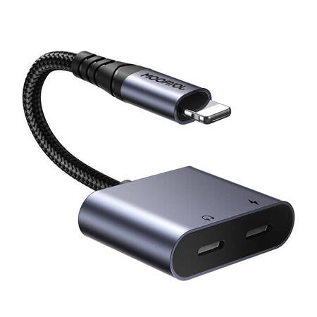 2-in-1 audioadapter Joyroom SY-L02 Lightning naar Double Lightning (zwart)