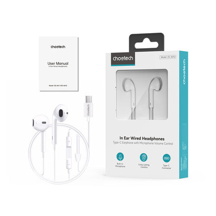 Choetech USB-C In-Ear Hoofdtelefoon 1.2m - Wit