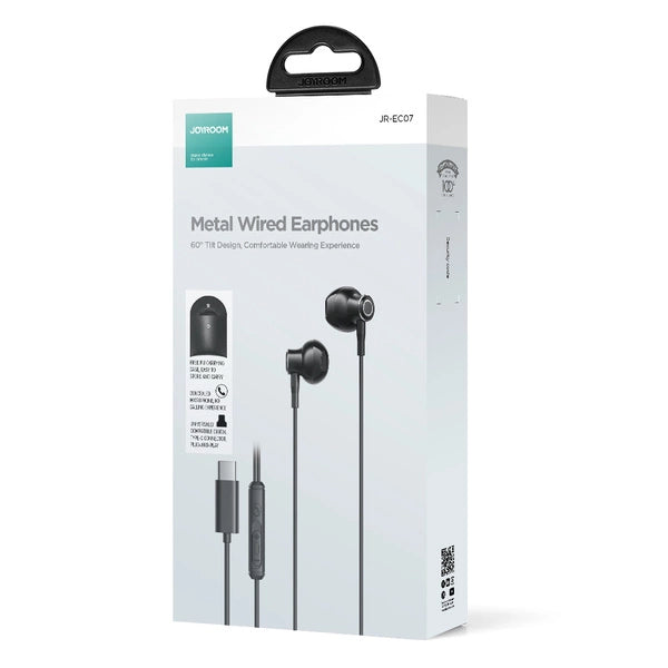 Joyroom TYPE-C Series JR-EC07 USB-C in-ear hoofdtelefoon metaal - zwart