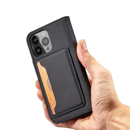 iPhone 13 hoesje zwart magneet sluiting boekcase met ruimte voor pasjes