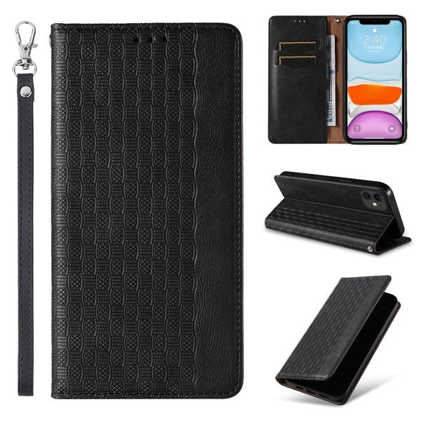 iPhone 12 / 12 Pro Hüllen schwarz Bookcase Folder - Cover - Wallet Case mit Platz für Karten