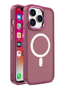 Magnetic Color Matte Case for iPhone 15 Pro - Burgundy