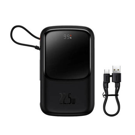 Powerbank Baseus Qpow Pro mit USB-C-Kabel, USB-C, USB, 10000 mAh, 22,5 W (schwarz)