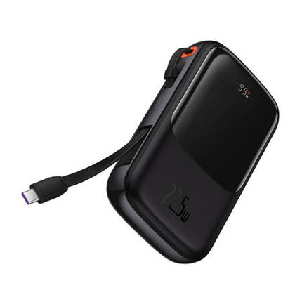 Powerbank Baseus Qpow Pro met USB-C kabel, USB-C, USB, 10000mAh, 22.5W (zwart)